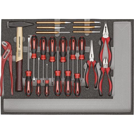 Gedore – Coffret multi-outils 5 pièces – Outils en acier pour travaux intensifs – Dimensions 570x410mm – Adaptable à servantes d'atelier (1/5)