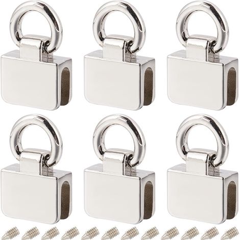6 pièces Connecteur de Sac en Métal Alliage d'argent Anneau en D Pont Cintre Sacs Latéraux Chaîne Lien Clip Sangle Lanière Crochets Fermoir Boucle avec Vis pour Bricolage Artisanat en Cuir (1/5)