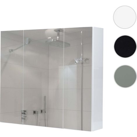 Armoire à glace HWC-B19b - armoire de salle de bain suspendue - 6 étagères brillant MVG-certifié 70x80x16cm - gris (1/5)