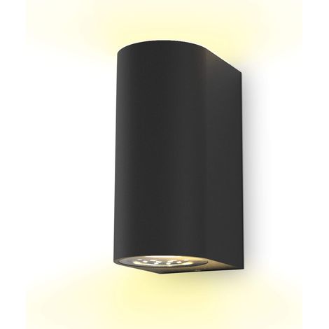 applique murale LED extérieur intérieur moderne noire, spot mural GU10, 2 spots de 400lm chacun, éclairage jardin terrasse garage, IP44, 2x5W (1/5)