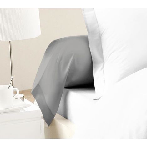 LOVELY HOME Set di 2 Federe per Traversino 100% cotone 85x185 cm grigio chiaro