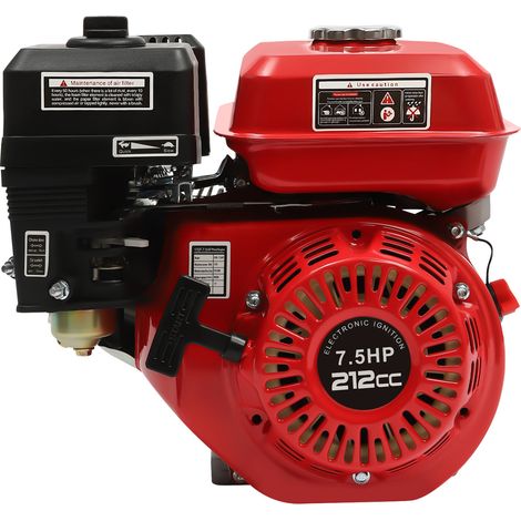 Moteur à essence 7,5 CV 4 temps 212 CC avec fonction d'alarme d'huile, 4000 W 3600 tr/min, mini moteur à essence pour pompes à eau, générateurs, karts, 36,2 x 31,3 x 33 cm