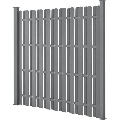 Kit 3 recinzioni barriera privacy in legno composito (WPC), grigio 185 x 562 cm 030006606