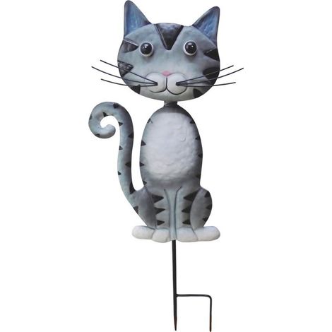 Dekoration MagicHome Mecco, Katze, Blech, grau, zum Einstecken, 25,5x3,5x61 cm