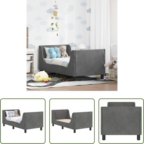 vidaXL Samtbett -  Kinderbettgestell mit Kopfteil Dunkelgrau 70 x 140 cm Samt (1/5)