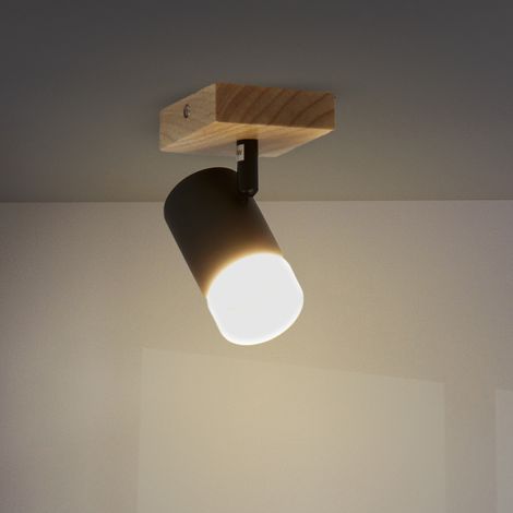 IluminaShop - Lampara de Techo Serie Black Wood 1 Focos GU10 IP20 (1/4)