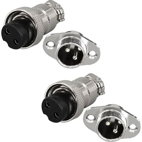 2 pièces GX16 2 Broches Aviation Connecteur,16mm souder Mâle et Femelle Panneau Câble Connecteur d'aviation (GX16 2 Pin)