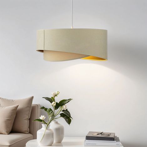 Hängeleuchte Ø 50 cm E27 Creme Gold Stoff Metall Modern Hängelampe