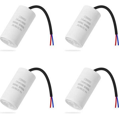 Set mit 4 CBB60-Kondensatoren, 450 V, 16 uf, 50/60 Hz, Startkondensator, Motorkondensator, Motorkondensator, Mikrofarad-Kondensator mit Draht, JALLERIA (1/5)