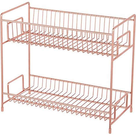 Rack De Rangement 2 Niveaux - Pour Sous-Evier Cuisine Ou Salle De Bain - Structure Métallique Robuste - Glissière Pleine Extension - Rose Gold - 1 Pièce (1/5)