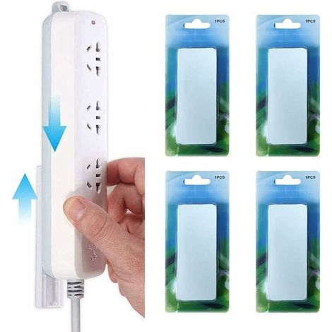 Support Mural Pour Multiprise - Auto-Adhésif Sans Perçage - Pour Multiprise Routeur WiFi Télécommande - 4 Pièces