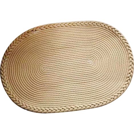 Tapis de chambre tissé à la main, tapis de chevet, tapis ovale pour bureau ou salon, tapis de sol beige uni (1/5)