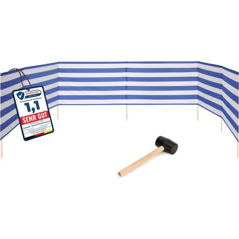 Garronda Paravent Plage Coupe-Vent Camping Brise-Vent avec Marteau en Caoutchouc GAEX001 (Rayures, 8 m) (1/5)