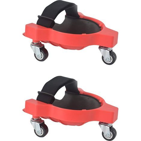 Due set di ginocchiere flessibili con ruote per giardini, cantieri edili, rosse (1/5)
