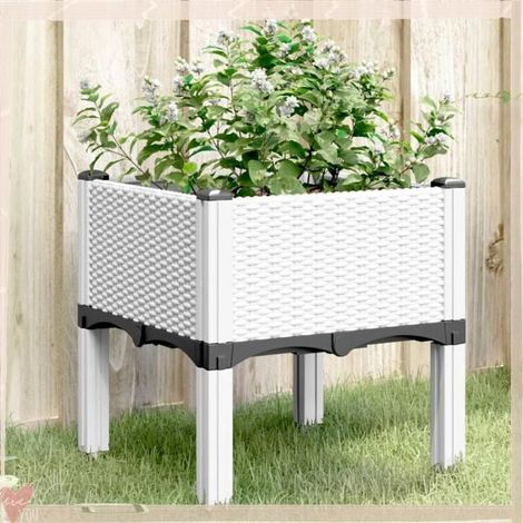 367889 Jardinière avec pieds blanc 40x40x42 cm PP (1/5)