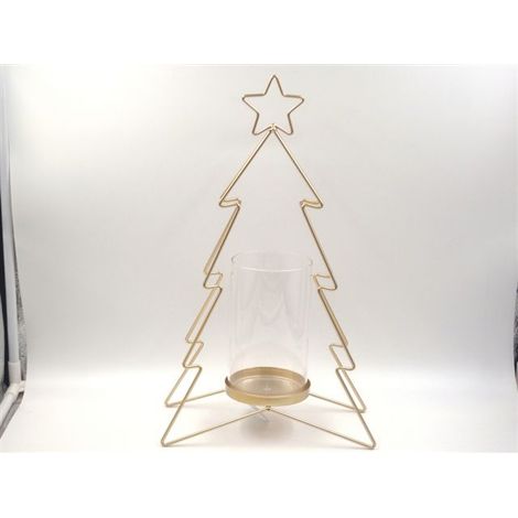 Candeliere Portacandela Natalizio Forma Albero di Natale in Metallo 28 cm (1/2)
