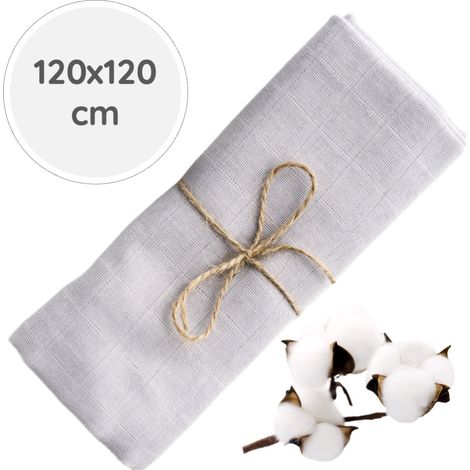 BabyU, Fascia in mussola per neonati, pannolino, delicata, 120x120 cm (1/5)