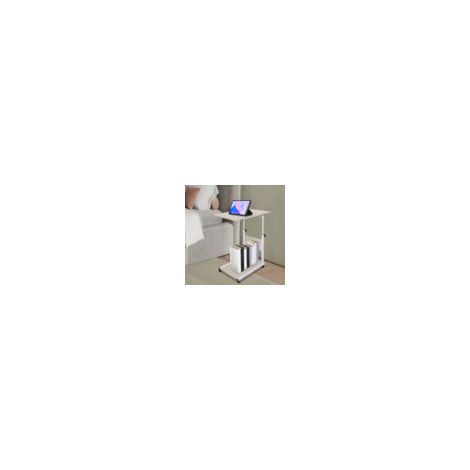 Table d'appoint avec roulettes, table pour ordinateur portable, hauteur réglable, bureau réglable, bureau mobile portable, bureau d'ordinateur debout pour bureau chambre (érable blanc) (1/5)