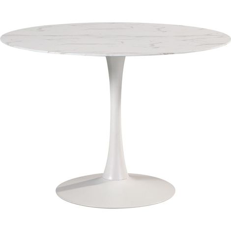 SCARS - Table Ronde Ø110cm Céramique Blanche Motif Craquelures (1/4)