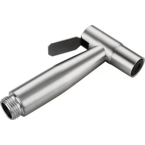 Douchette en acier inoxydable - Pommeau de douche - Accessoires de salle de bain - Pistolet à eau - Pulvérisateur sanitaire portable - Chasse d'eau - Argent (1/5)