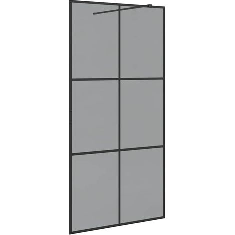 vidaXL Walk-in Shower Wall Black 100 x 195 cm Tempered Glass