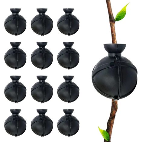 12 pièces de greffage pour plantes, boîte haute pression, boule de coupe de propagation pour jardin, croissance et élevage (noir) (1/5)