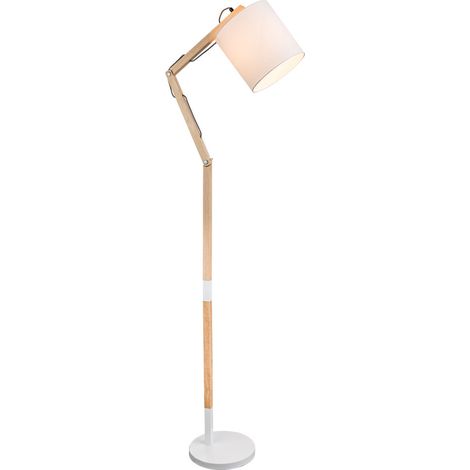Globo – Lampadaire en bois et textile hauteur réglable – Douille E27 max 60W – Câble textile 220 cm – 21510S (1/7)