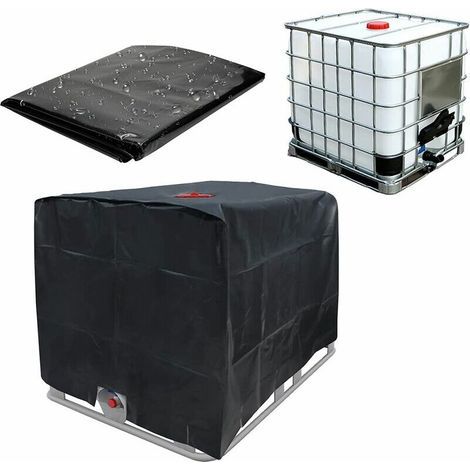 Wassertankabdeckung, IBC-Tankabdeckung für 1000-Liter-Tanks, Schutzhülle für Wassertanks, staubdicht, UV-beständig, regendicht, 120 x 100 x 116 cm (schwarz) (1/5)