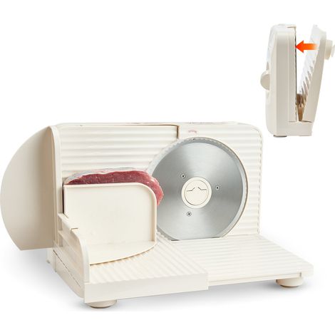 Trancheuse Électrique 180 W, Coupe Viande avec Lame Tranchante de 170 mm, Vitesse de Coupe 60-90 tr/min, Épaisseur Réglable 0-15 mm, pour Viande Congelée, Jambon, Baguette et Steaks, Cuisine (1/5)