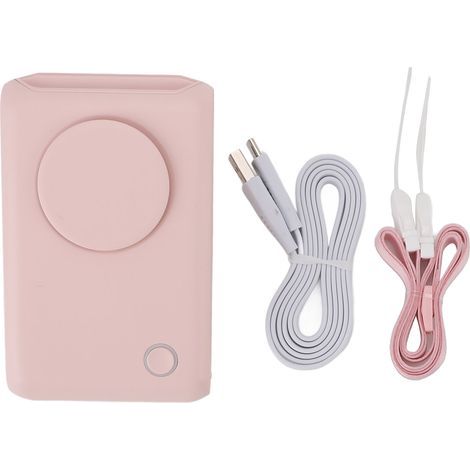 Portable 3-Speed Rechargeable Silent Mini Neck Clip Fan for Outdoor Cycling and Camping - Pink (1/5)