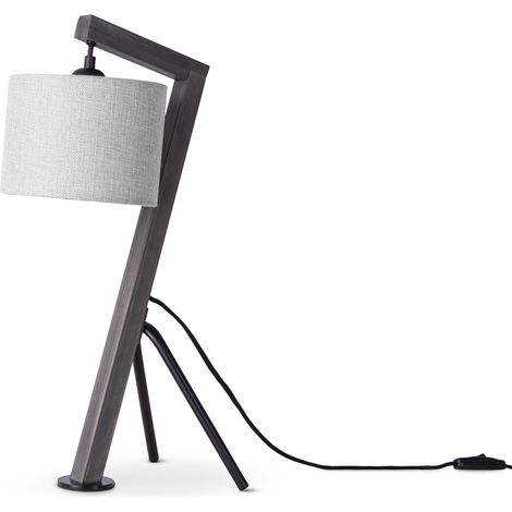 Paco Home Stehlampe Tischlampe Wohnzimmer Lampenschirm Leselampe Nachttischlampe Galgen  Tischleuchte - Schwarz, Grau (Ø16cm)
