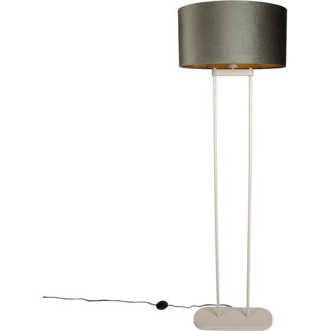 QAZQA Floor Lamp Beige with Green Oval Shade and Gold Interior
