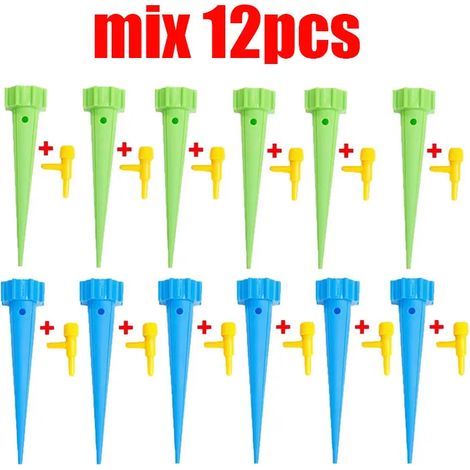 (MIX-12 pièces) Système d'irrigation goutte à goutte automatique réglable pour bouteilles d'eau, pour plantes d'intérieur et serres. (1/4)