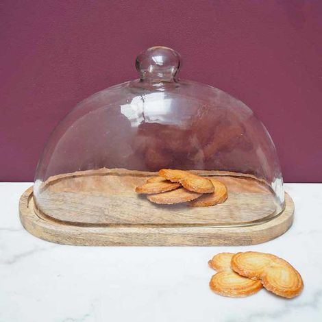 Plateau avec cloche ovale Chehoma 18x18x31cm