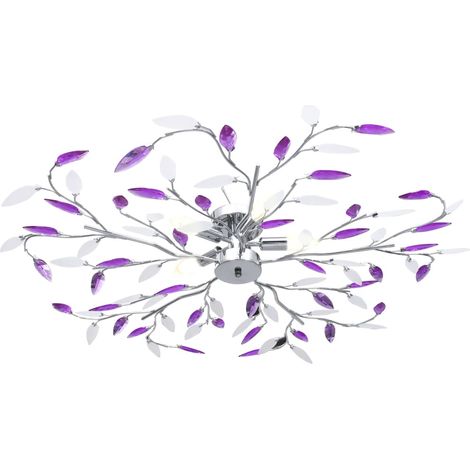 Plafonnier,Lampe à bras feuille en cristal acrylique 5 ampoules E14 CFW55179 (1/5)