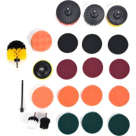 22-teiliges Set, Bohrmaschinenbürstenaufsatz, Scheuerschwämme, Reinigungsschwamm zum Abstauben von Wänden und Böden (1/5)