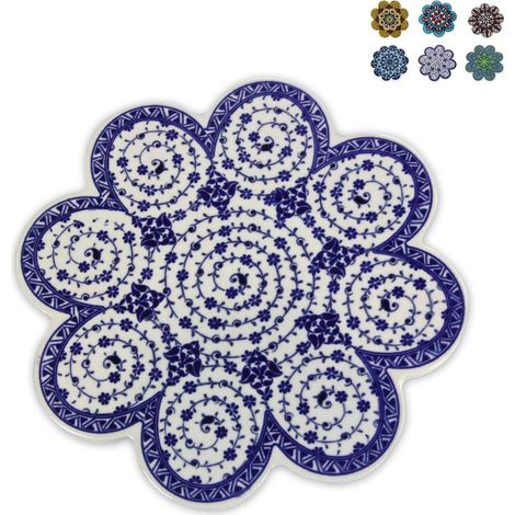 Sottopentola smerlato in ceramica dipinta a mano 18,5cm Vala - Bianco (1/3)
