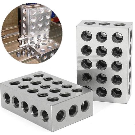 23 Hole Parallel Clamping Blocks 1-2-3 Parallel Block Gauge for Lathe 123 Milling Tools, Set of 2 (1/5)