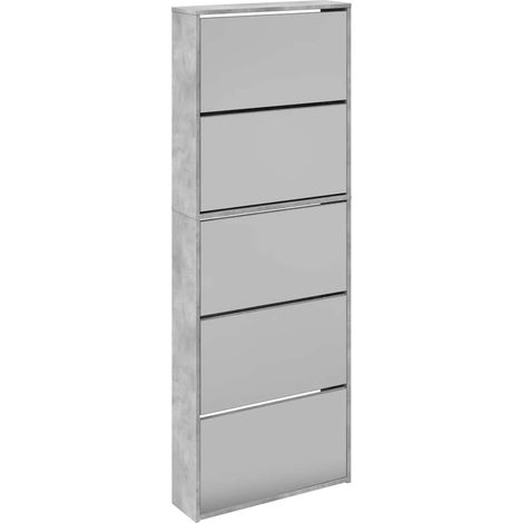 Maison Exclusive - Zapatero y espejo 5 niveles gris hormigón 63x1
