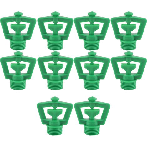Paquete de 10 aspersores giratorios de 360° con rosca macho G1/2 para riego de jardines y césped. (1/5)