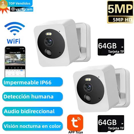 (Lot de 2, 64 Go chacune) Mini caméra IP WiFi intelligente Graffiti, 5 MP, étanche (1/5)