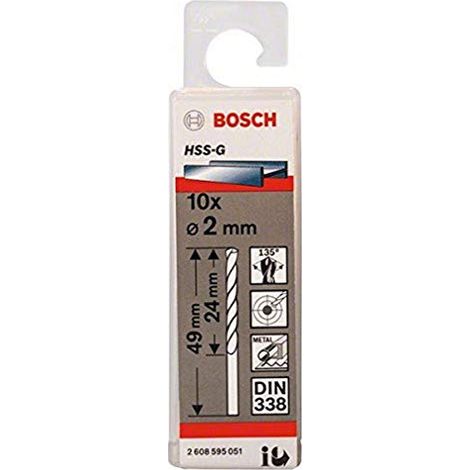 Punta per metallo bosch HSS G grezzo 2 mm lunghezza 49 mm (1/4)