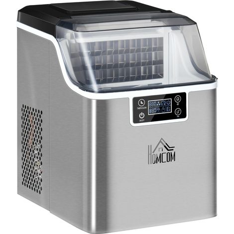 Macchina del Ghiaccio 3,2 Litri 24 Cubetti 299W in Acciaio Argento (1/5)