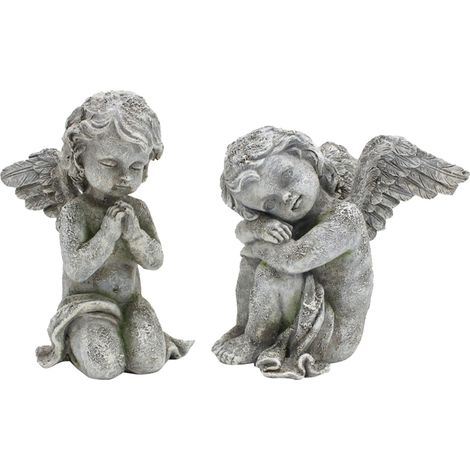 Figurines d'ange de jardin, 1 paire, mignonnes et adorables, Sculptures en résine pour décoration de maison, pour l'extérieur (1/5)
