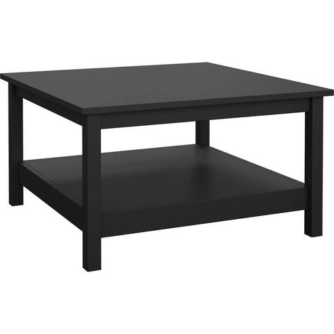 Dmora - Wohnzimmertisch Leonie, Niedriger Wohnzimmertisch, Kaffeeregal, Couchtisch für Sofa, 81x81 h45 cm, Schwarz (1/5)