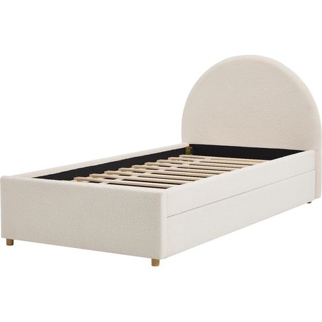 Letto con cassetto estraibile 90 x 190 cm tessuto bouclette Crema - LIRIMO (1/5)
