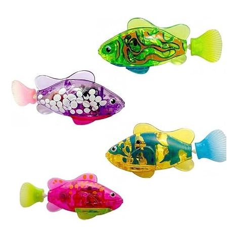 Lot de 4 Poissons Électroniques Nageurs, Jouet de Bain Flottant Lumineux, Jeu d'eau Réutilisable pour Enfant et Chat pour Baignoire Piscine Douche, Jeu d'eau Interactif (1/2)