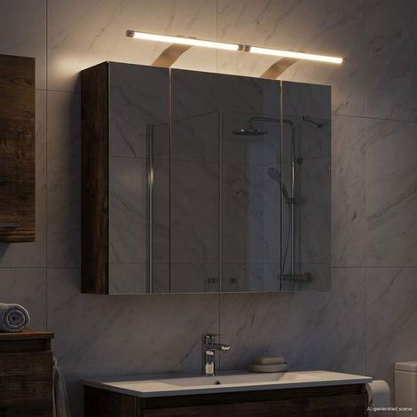 vidaXL Armario con espejo de baño Roble Ahumado 60 x 14,5 x 50 cm (1/5)