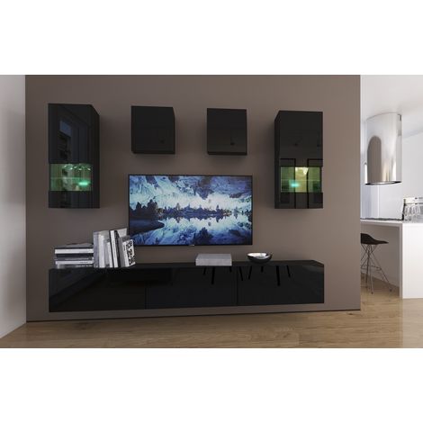Ensemble meuble TV NEXT 279 AN279-17B-HG20-1A noir brillant 249 cm (1/2)
