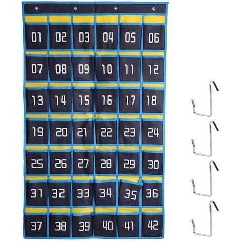 Organiseur suspendu pour téléphone portable avec 42 pochettes numérotées, idéal pour la salle de classe. (1/5)